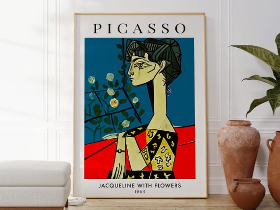 Picasso Jacqueline With Flowers Abstract Poster, Surrealism Female