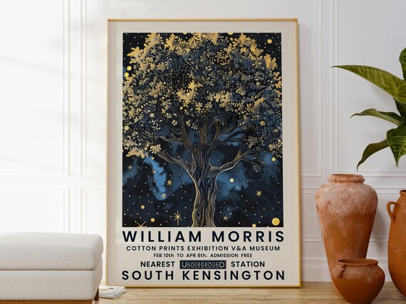 Tree of Life Print, William Morris Inspired Art, Tree Landscape