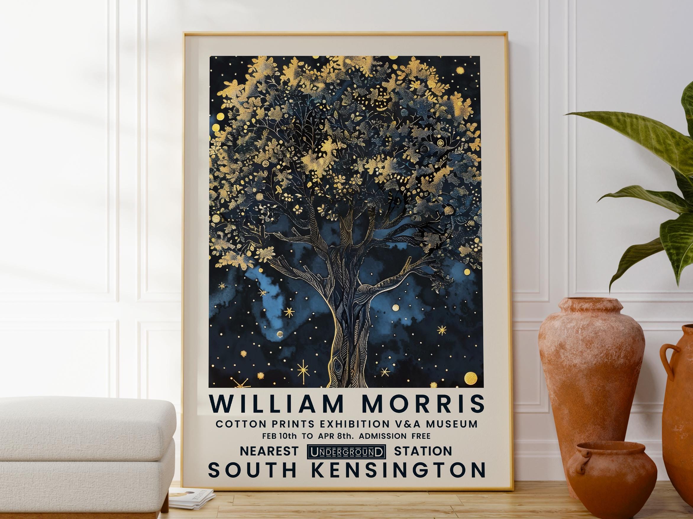 Tree of Life Print, William Morris Inspired Art, Tree Landscape