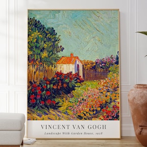 Van Gogh Landscape With Garden House Print, Impressionism Art Poster, Colourful Gallery Wall Decor, Art Lovers Gift, Housewarming Artwork