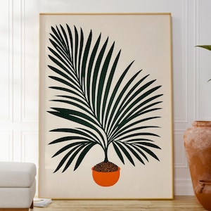 Poster con pianta da seme in fiore, stampa artistica da parete Howea, opera d'arte minimalista boho, arredamento moderno per la casa, arte pulita e raffinata, idea regalo originale