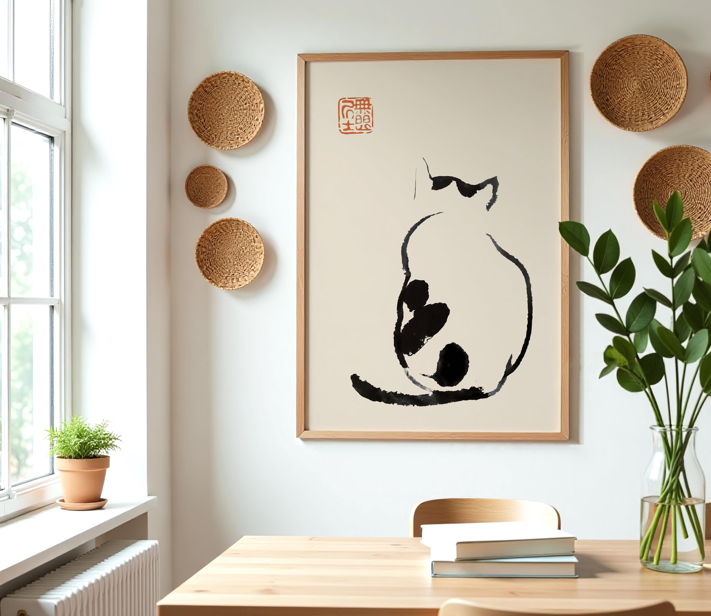 Matsumoto Hoji Minimalist Fine Art Cat Print, Japanese Wall Art Deocr ...
