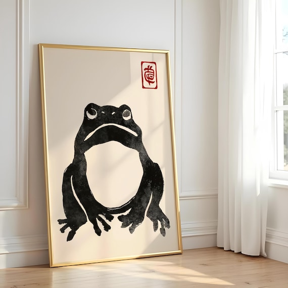 Matsumoto Hoji Grumpy Frog Print, Japanese Ink Art Poster - Etsy