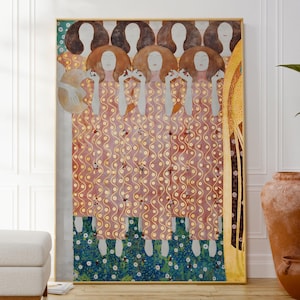 Gustav Klimt Beethovenfries Poster, Geschenk für Kunstliebhaber, Modernes Wanddekor, zeitgenössische Kunst des 20.Jahrhunderts, beliebter Künstler, abstrakte Kunst