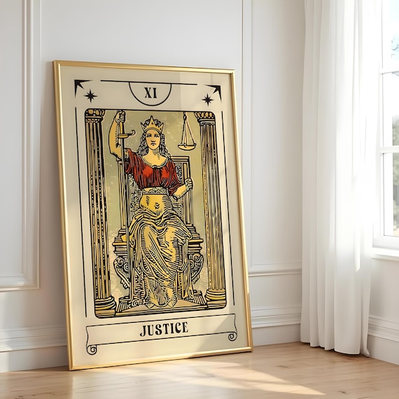 Justice Tarot Card Print – Modern Tarot Poster, Minimal Symbolic Artwork