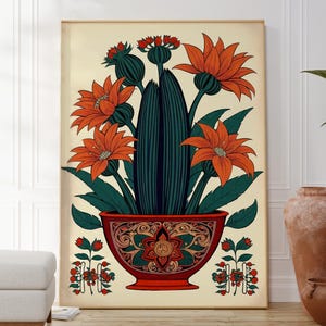 Moderne mexikanische Wüste Kaktus Poster, traditionelle Blumendruck, botanische Wanddekoration, Natur inspiriertes Kunstwerk, Haus Wandkunst, Geschenk für sie