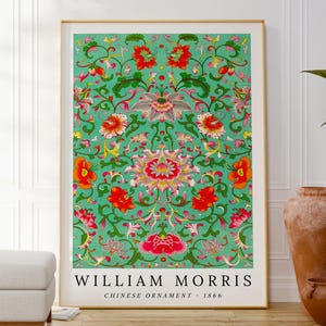 Stampa ornamentale cinese di William Morris, poster d'arte ispirato alla natura verde, opera d'arte con motivo floreale, idea regalo originale, Art Nouveau, naturale