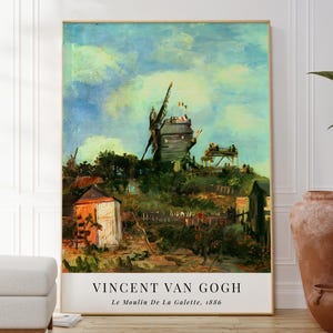 Van Gogh Windmill Landscape Print: Post Impressionism Gallery Wall Art