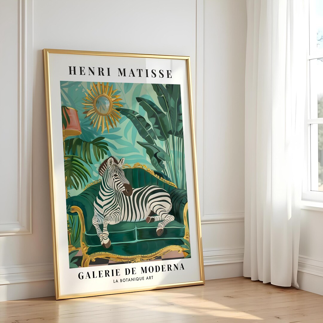Zebra on Sofa Art Print – Matisse Inspired Elegant Interior Scene