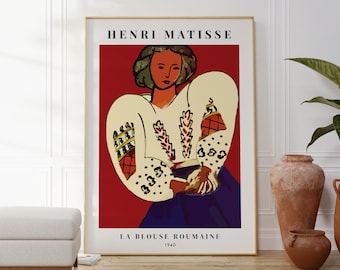 Henri Matisse The Romanian Blouse Art Poster, Clean Fine Art Portrait Print, Famous Artwork, Original Home Wall Art Decor, Museum Quality