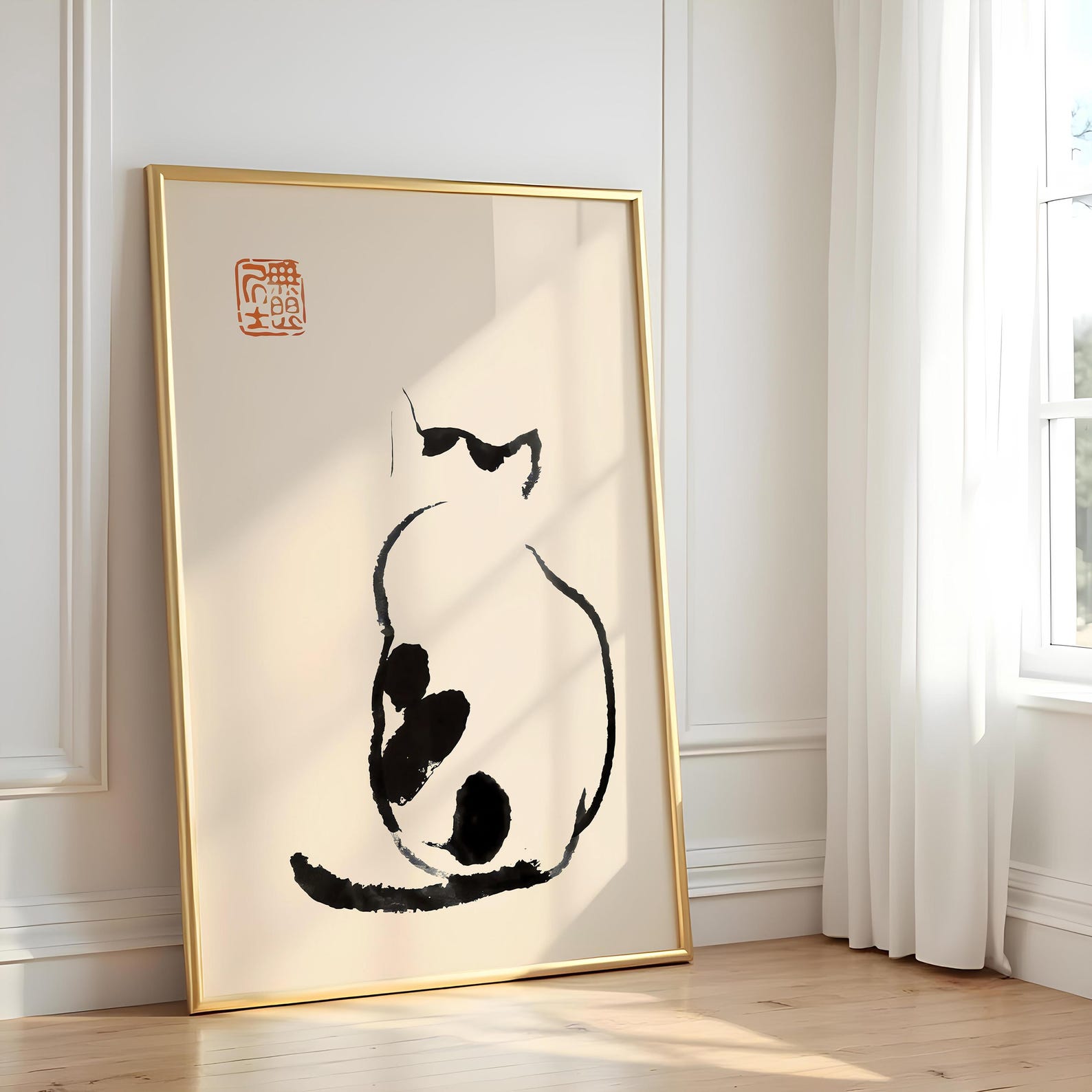 Matsumoto Hoji Minimalist Fine Art Cat Print, Japanese Wall Art Deocr ...