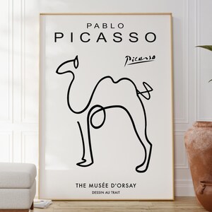 Poster di Pablo Picasso Camel, disegno minimalista su una linea, arredamento contemporaneo, arte astratta da parete per la casa, idea regalo originale, artista popolare
