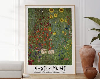 Gustav Klimt Sunflower Garden Print: Botanical Wall Art