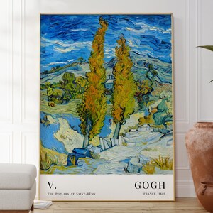 Van Gogh Colourful Landscape Print, The Poplars Poster, Blue Wall Art Decor, Unique Style Artwork, Housewarming Gift For Her, Gallery Art