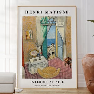 Henri Matisse Interior at Nice Stampa artistica, poster di un artista famoso, opera d'arte originale, galleria d'arte di nature morte, qualità museale, regalo per gli amanti dell'arte