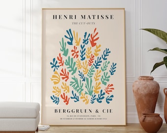 Henri Matisse Blommigt utklippta tryck, Färgglad botanisk poster, Minimalistiskt modernt konstverk, Naturinspirerad dekor, Elegant väggkonst, Gåva