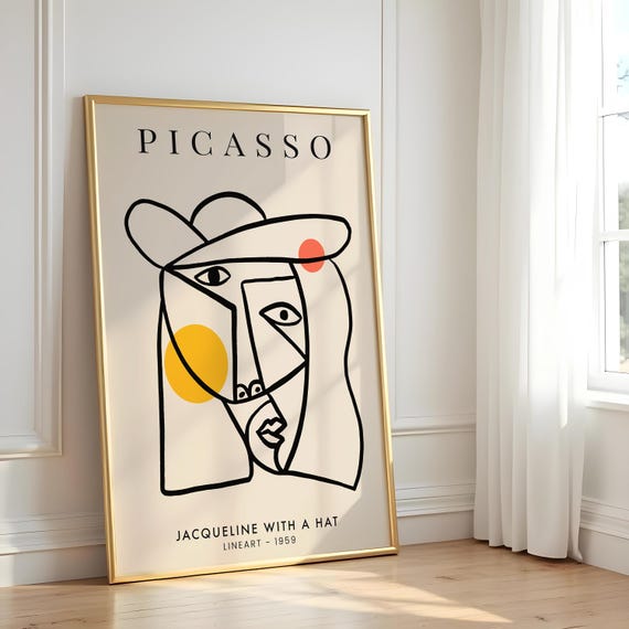 Pablo Picasso Jacqueline With A Hat Minimalist Print, Line Art