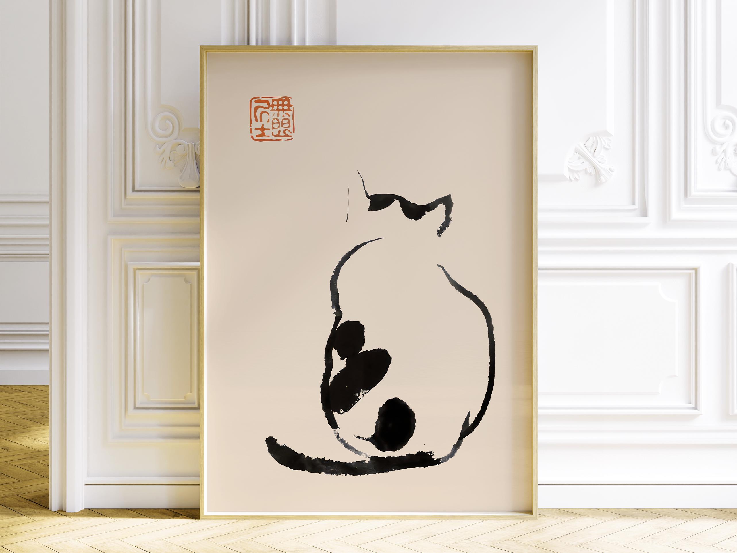 Matsumoto Hoji Minimalist Fine Art Cat Print, Japanese Wall Art Deocr ...