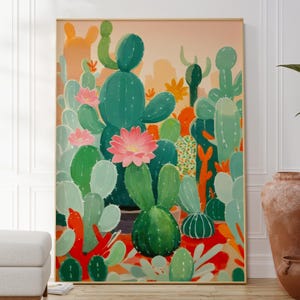 Botanischer Kaktus Druck, Natur inspirierte Wand Kunst Poster, Grüne Wüsten Kakteen Kunstwerk, Hausgalerie Wand, Kinderzimmer Dekor, Originale Geschenkidee