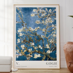 Van Gogh Famous Almond Blossoms Painting, Original Gallery Wall Print, Nature Inspired Botanical Poster, Popular Artist, Beautiful Artwork
