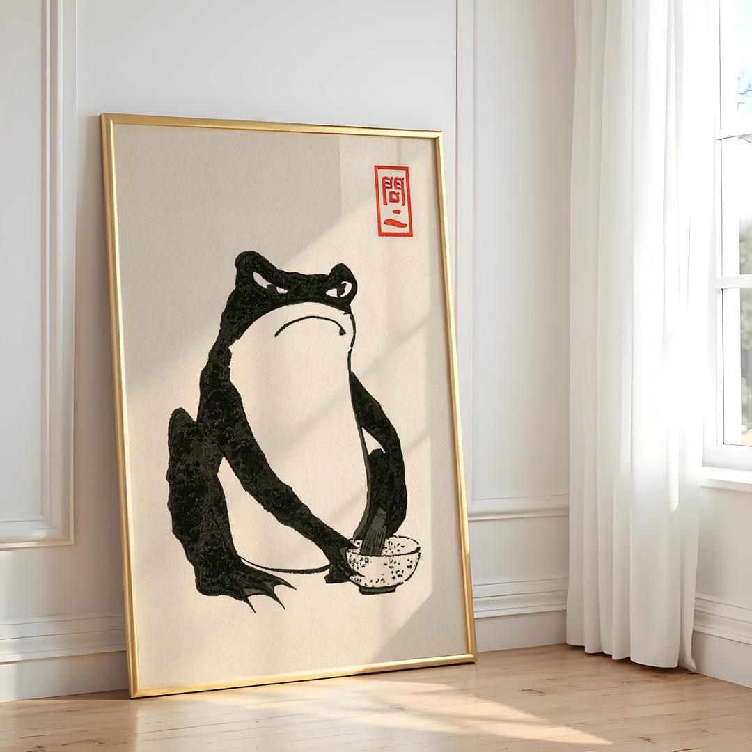 Grumpy Frog Japanese Art Print: Matsumoto Hoji Fine Ink Artwork - Etsy