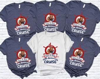 Custom 50th Anniversary Photo T-Shirt, Milestone Couple Gift, Personalized Couple Matching Tees, Celebrating Anniversary Group Shirt