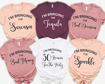 Birthday Party Group Shirt, I'm Bringing the 50 Reasons Party Shirt50th Birthday Shirt, Custom Birthday Group Party Shirt,Girl Trip Shirt