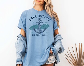 Comfort Colors® Lake Ontario Great Lake Tee, Ontario Vacation Gift, Lake Ontario Shirt, Vintage Canada Lake Shirt, Lake Life Gift, Lakes Tee