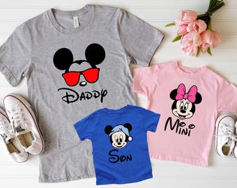 Father’s Day Disney Matching Shirts, Disney Dad and Kids Set, Mickey Minnie T-Shirts, Daddy Son Daughter Gift, Disney Dad Squad Shirt