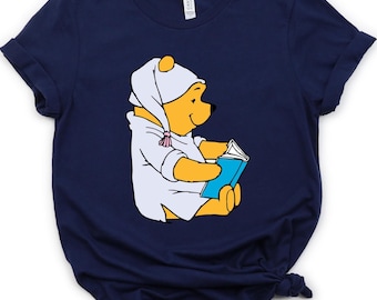Custom Cozy Reading Bear Shirt, Winnie Book Club Shirt,Personalized Winnie Book Lover Tee,Funny Bookish Shirt, Librarian Tee,Book Lover Gift