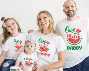 Melon First Birthday Family Shirts, Watermelon Matching Shirts, Melon 1st Birthday Family Shirts, Watermelon Themed Party, Mama Daddy Tee