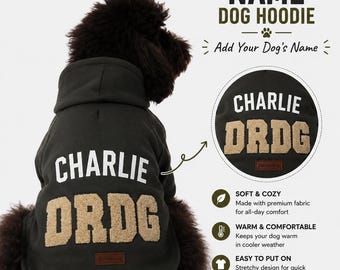 Custom Dog Hoodie, Custom Pet Shirt, Personalized Dog Shirt, Text Dog Name for Large and Small dogs, Custom Name Dog Clothes, Custom Clothes