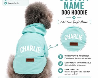 Custom Dog Raincoat, Custom Dog Jacket, Personalized Dog Shirt, Custom Pet Apparel, Text Dog Name for dogs, Custom Name Dog Clothes
