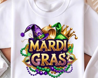 Mardi Gras Png, Carnival Clipart Png, Glitter Mask Sublimation Design, Festive Beads Png, Mardi Gras T-Shirt PNG Digital Download File