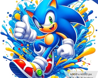 4 PNG Sonic Hedgehog Cartoon Digital Design Art | Vibrant Colors Png Sublimation Design | High Resolution Instant Digital Download PNG