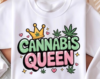 Reina del Cannabis PNG / Diseño de camiseta de chica fumeta / Regalo para amantes de la marihuana / Cannabis divertido PNG / Diseño de marihuana / Archivo de descarga digital