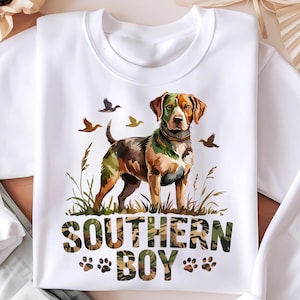 Southern Boy Png, Hunting Dog Png, Camouflage Png, Sublimation Design, Camo Duck Hunting Shirt, Retro Hunt Png, Digital Download Png