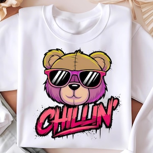 Chillin&#39; Teddy Bear Png, Graffiti Style Png Design, Urban Graphics, Sublimation Design, Streetwear Art For T shirt, Instant Digital Download