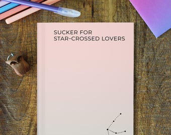 Quaderno con copertina rigida per scrittori, diario "Star Crossed Lovers" per autori, regalo di scrittura per amanti dei libri, romanzieri, aspiranti scrittori