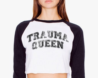 Trauma Queen Cropped Baseball Tee