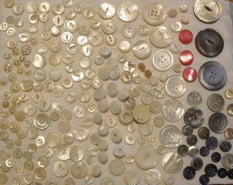 Lot of Vintage Mother of Pearl Buttons Shell Over 200