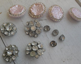 Rhinestone Vintage Buttons Metal Pink