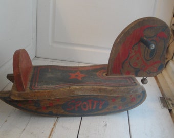 Vintage Rocking Horse Spotty Wooden