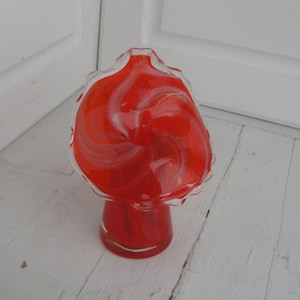 Vintage Blown Glass Lutetian Vase Jack in the Pulpit Red Swirl image 1