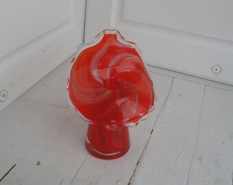 Vintage Blown Glass Lutetian Vase Jack in the Pulpit Red Swirl