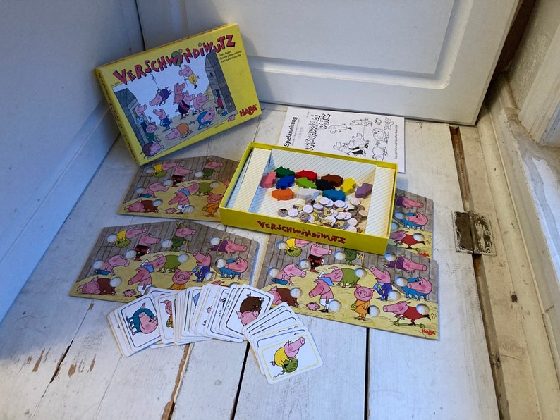 Vintage Haba Frisky Pigs Game Complete Verschwindiwutz Rare image 2