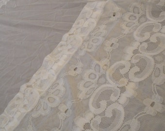 Vintage White Silver Filet Curtains Nylon Set of 5 Panels 48 X 82