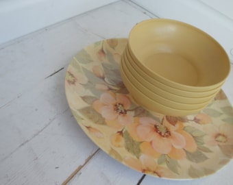 Vintage Tupperware Mustard Cereal Bowls set of 5