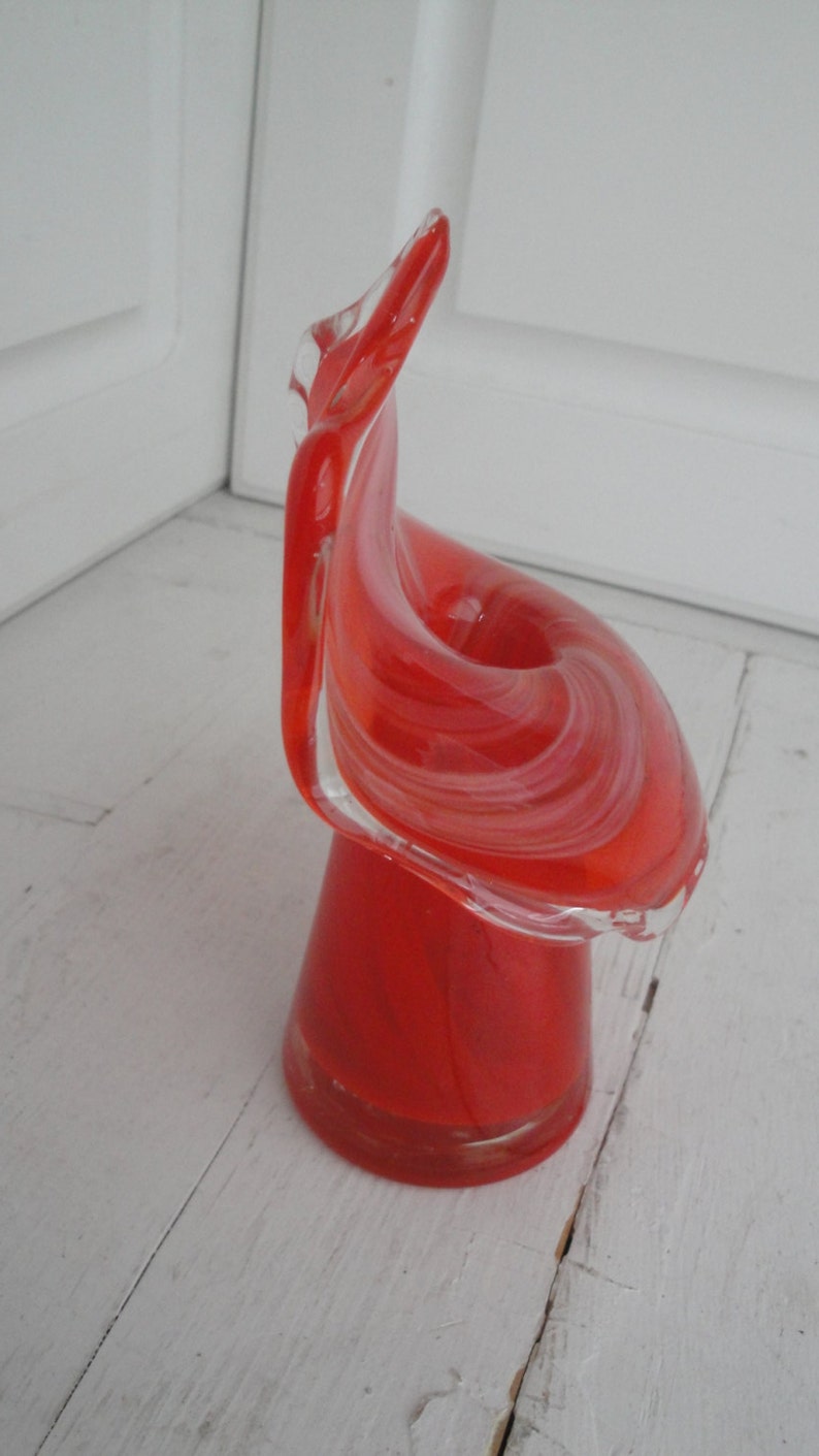Vintage Blown Glass Lutetian Vase Jack in the Pulpit Red Swirl image 3