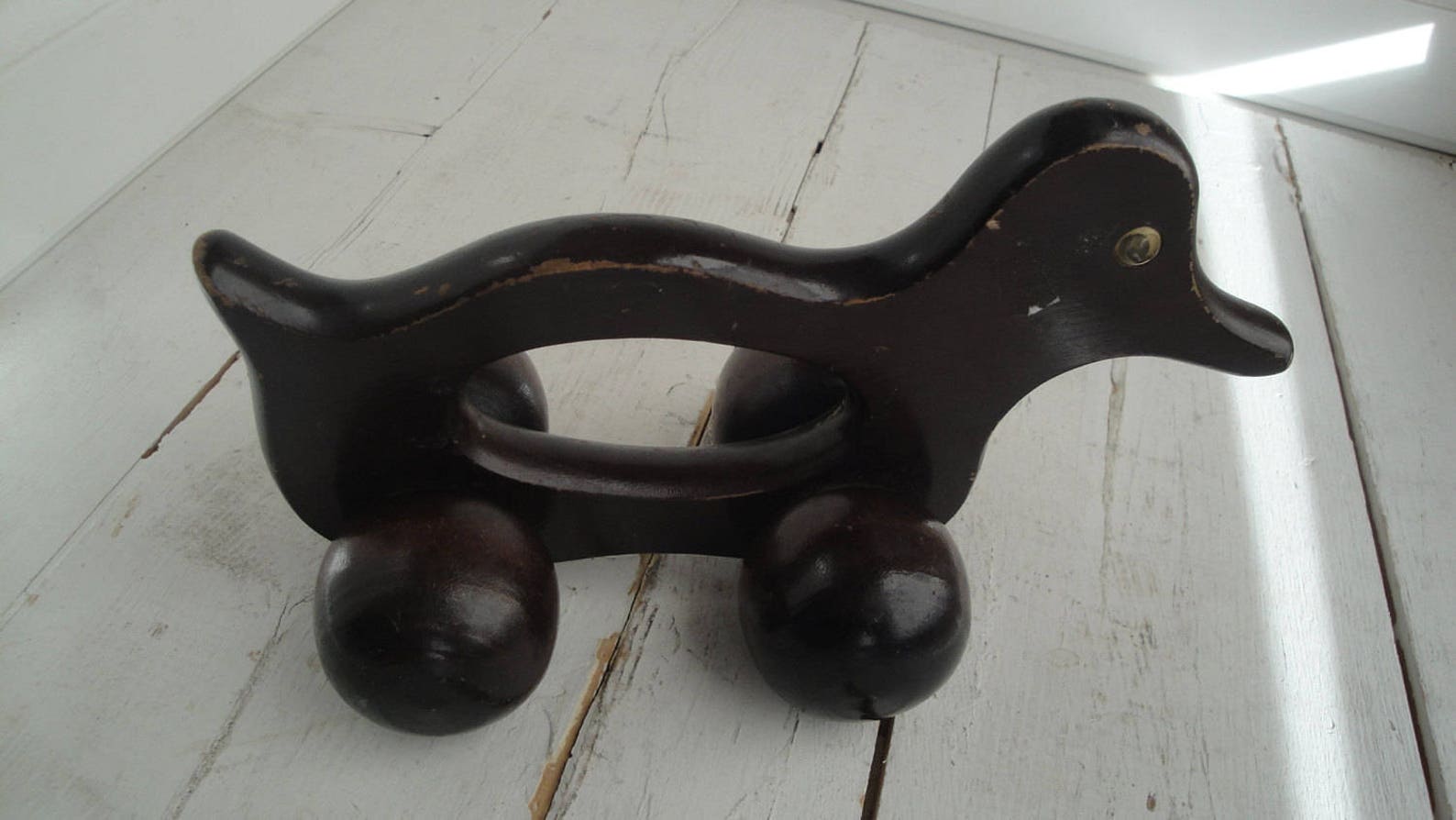 Vintage Wooden Duck on Wheels Toy Etsy
